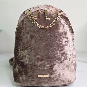 Aldo Plush Velvet Dusty Rose Mini Backpack With Gold Accents